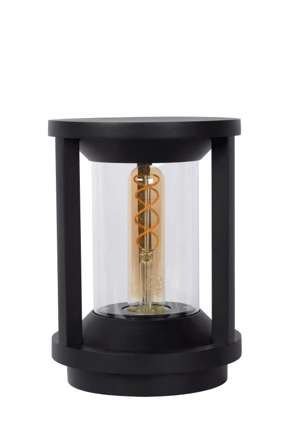 Lucide CADIX - Sokkellamp - Ø 16 cm - 1xE27 - IP65 - Zwart - uitgezet